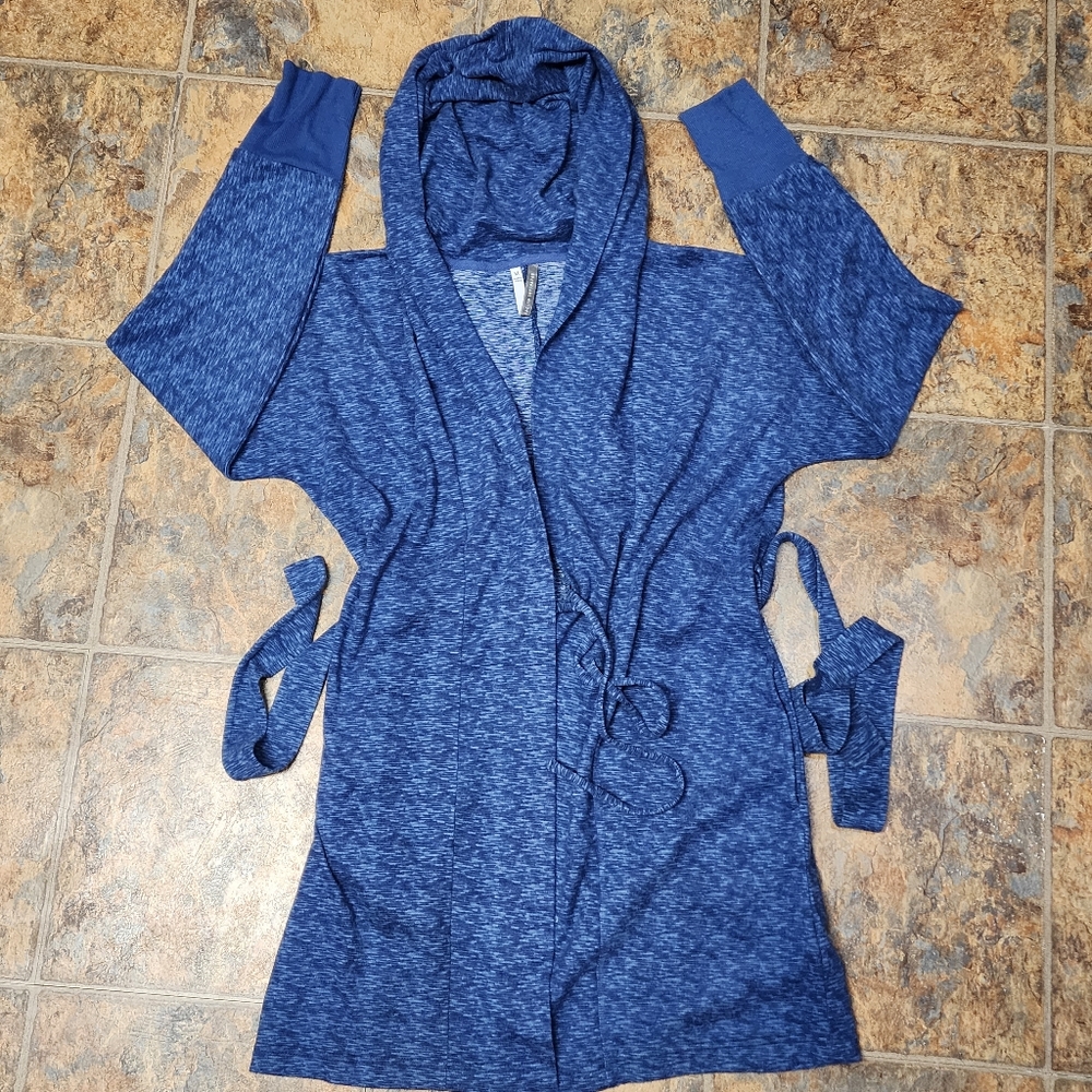 JACLYN  INTIMATES Womens Soft  Hooded Robe with Pockets Blue Sz Medium